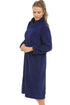 Soft Fleece Navy Blue Zip Front Housecoat