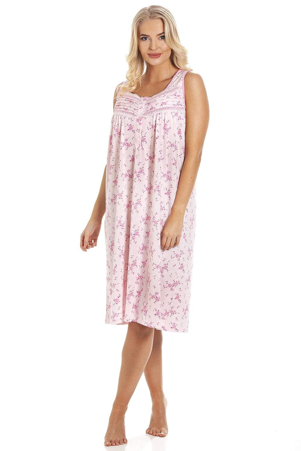 Pink Floral Print Sleeveless Nightdress