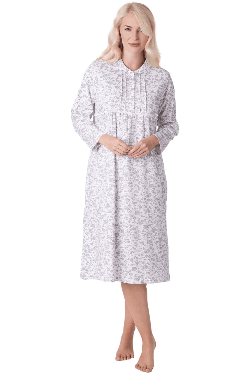 Womens Heavyweight Long Sleeve 100% Cotton Jersey Nightdress