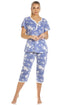 Womens Lightweight Floral Capri Pyjama Set