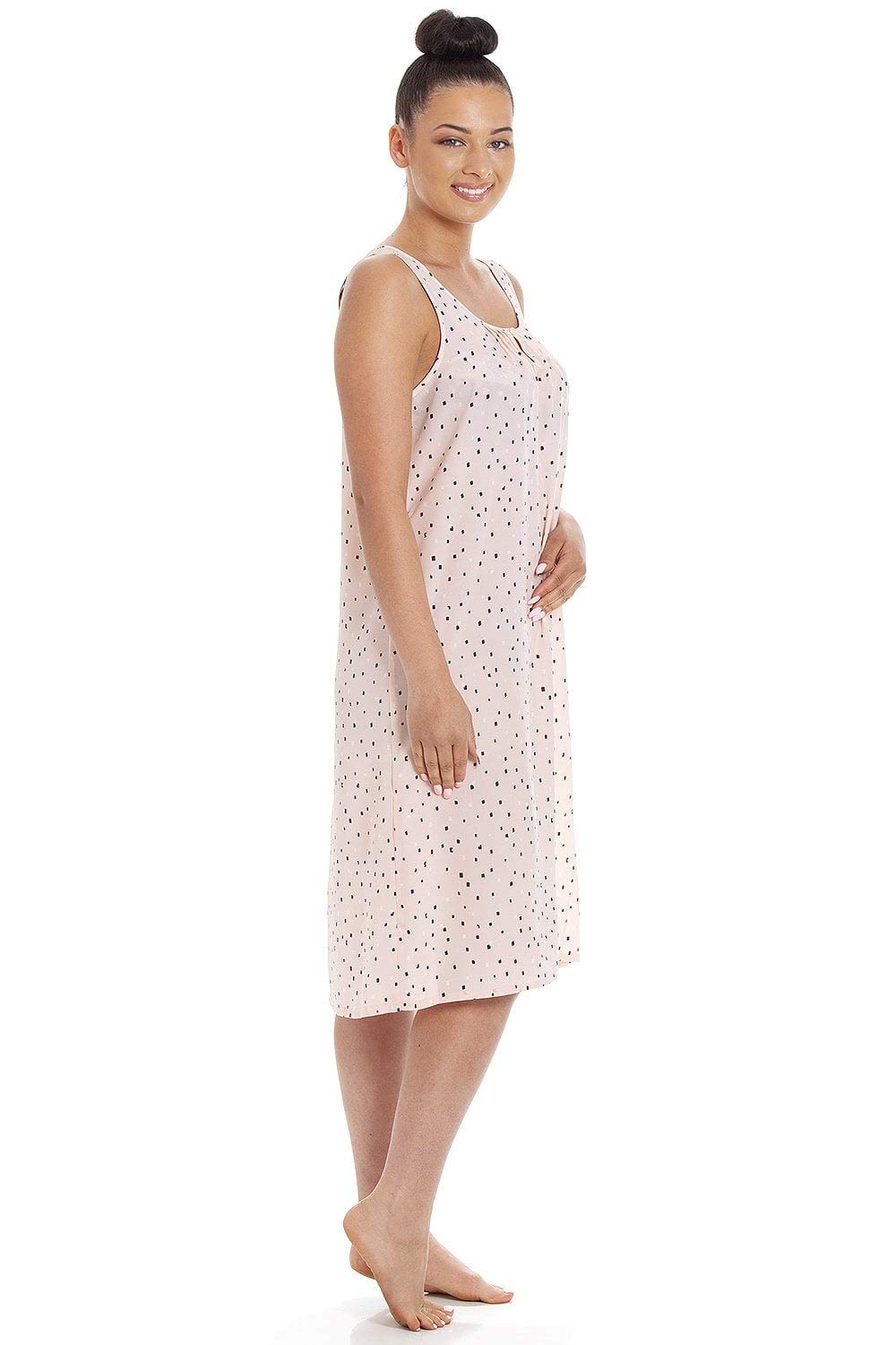 Womens Light Pink Knee Length Chiffon Chemise