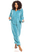 Camille Women's Hooded Super Soft Fleece Onesie Ladies Zip Jumpsuit