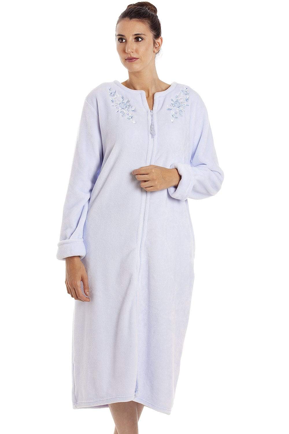 Womens Luxury Soft Fleece Blue Housecoat