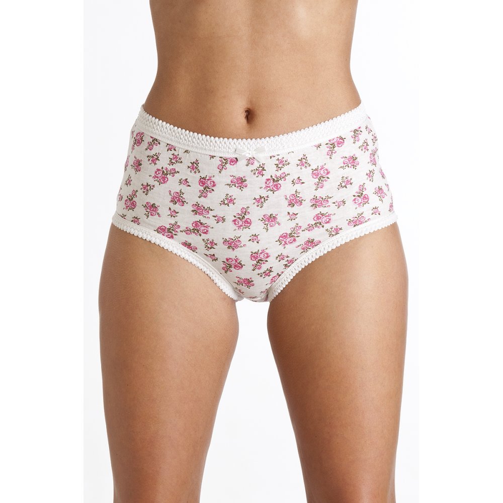 Womens 3 Pack 100% Cotton Pink Mix Full Briefs