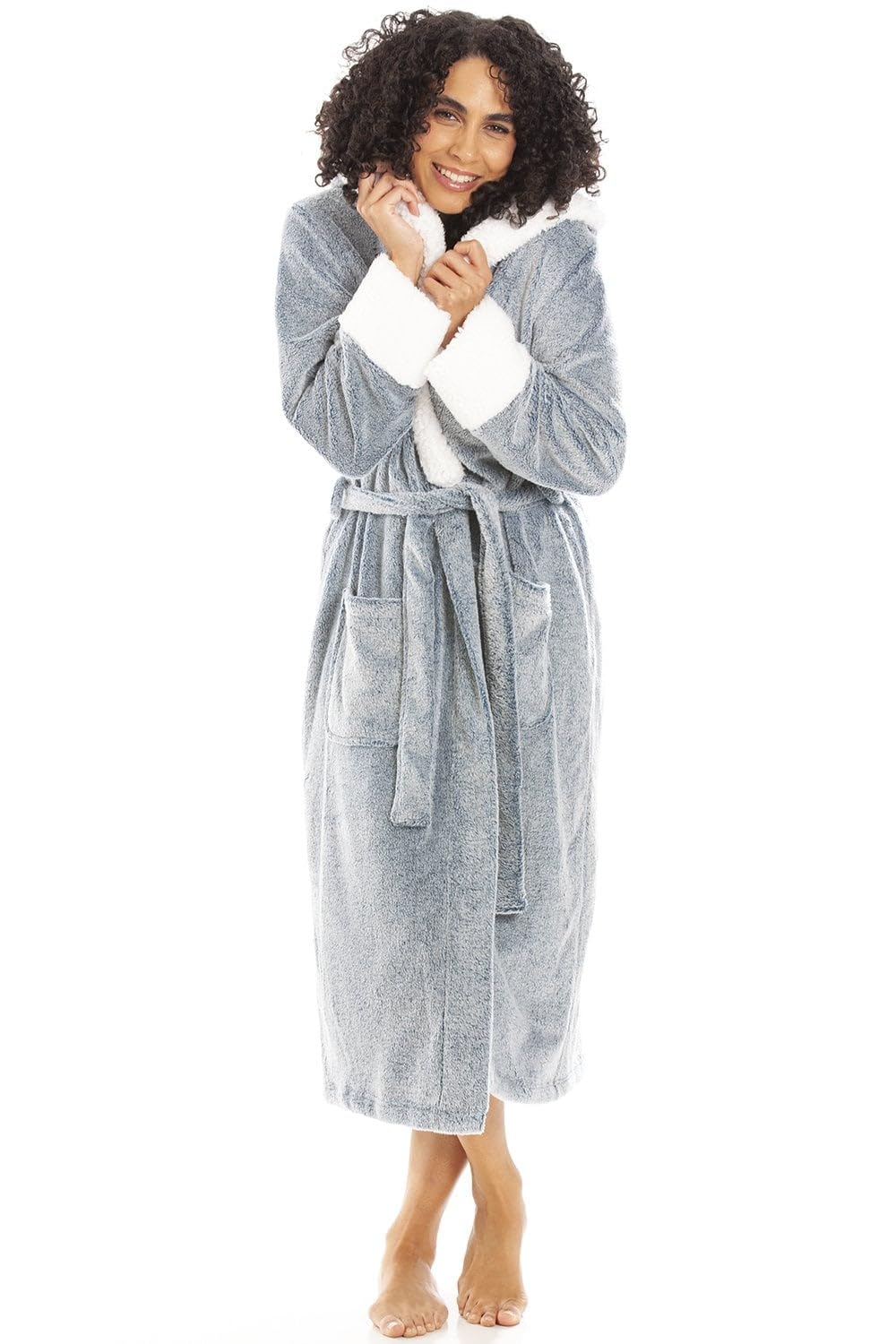 Women's Super Soft Bathrobe with Sherpa Lined Hood and Cuffs