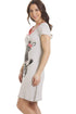 Grey Short Sleeve Zebra Motif Nightdress