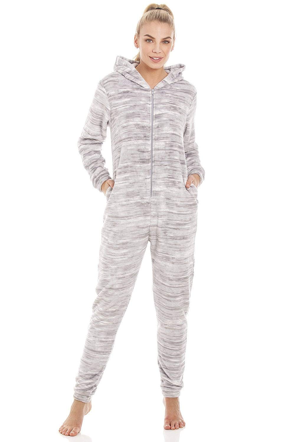 Speckled Grey Supersoft Fleece Hooded Onesie