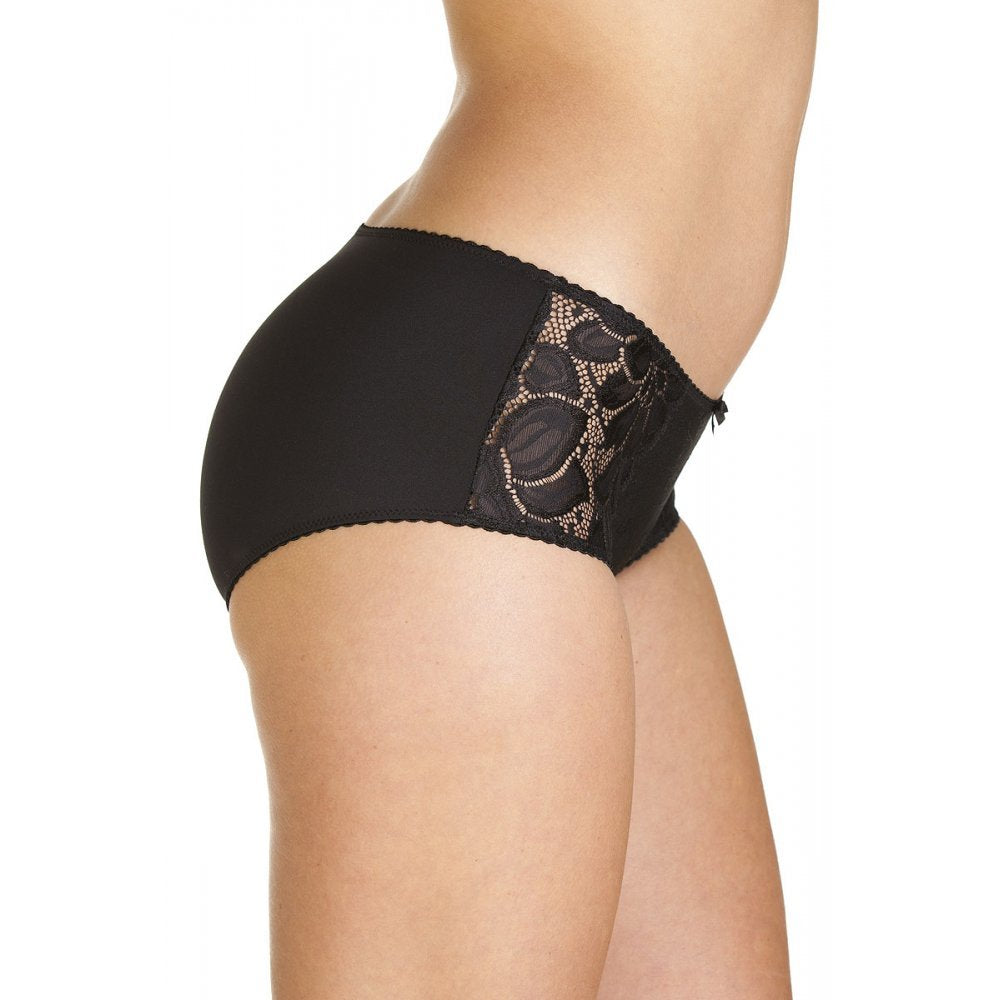 Womens Black Lace Panel Jacquard 3 Pack Boxer Shorts