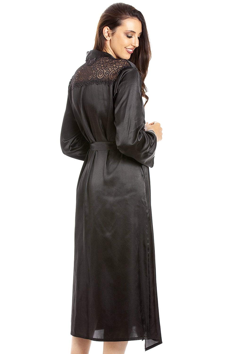 Camille Womens Black Long Satin Wraps
