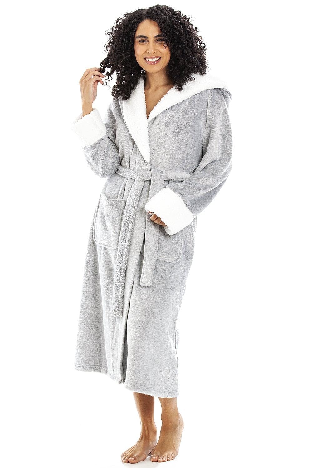 Women's Super Soft Bathrobe with Sherpa Lined Hood and Cuffs