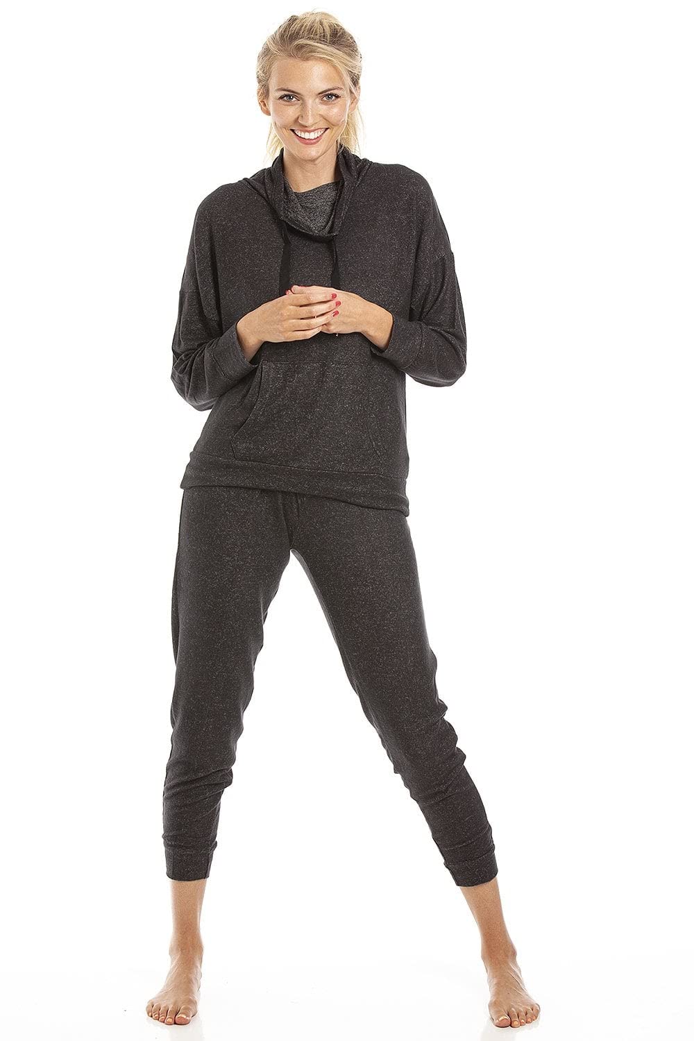 Lush Long Sleeve Lightweight Cowl Neck Knitted Hacci Pyjama Set