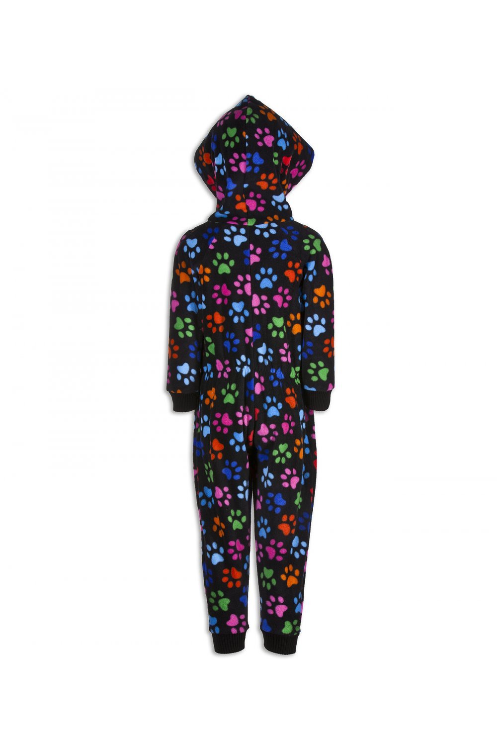 Childrens Unisex Black With Multi Colour Paw Print Onesie