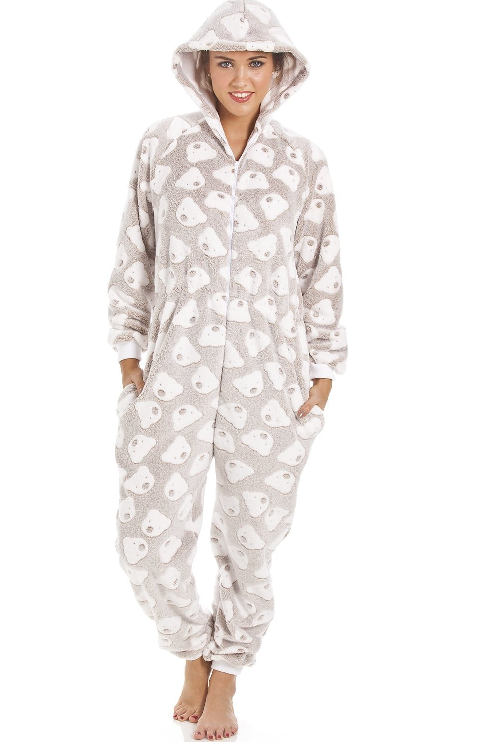 Mink Super Soft Fleece Knitted In Bear Design Hooded Onesie