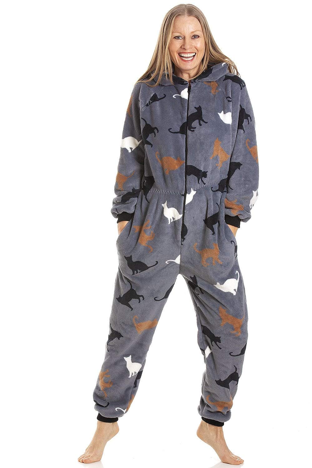 Camille Womens Animal Print Soft Fleece Onesies