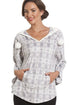 Snowflake Print Grey Hooded Fleece Poncho