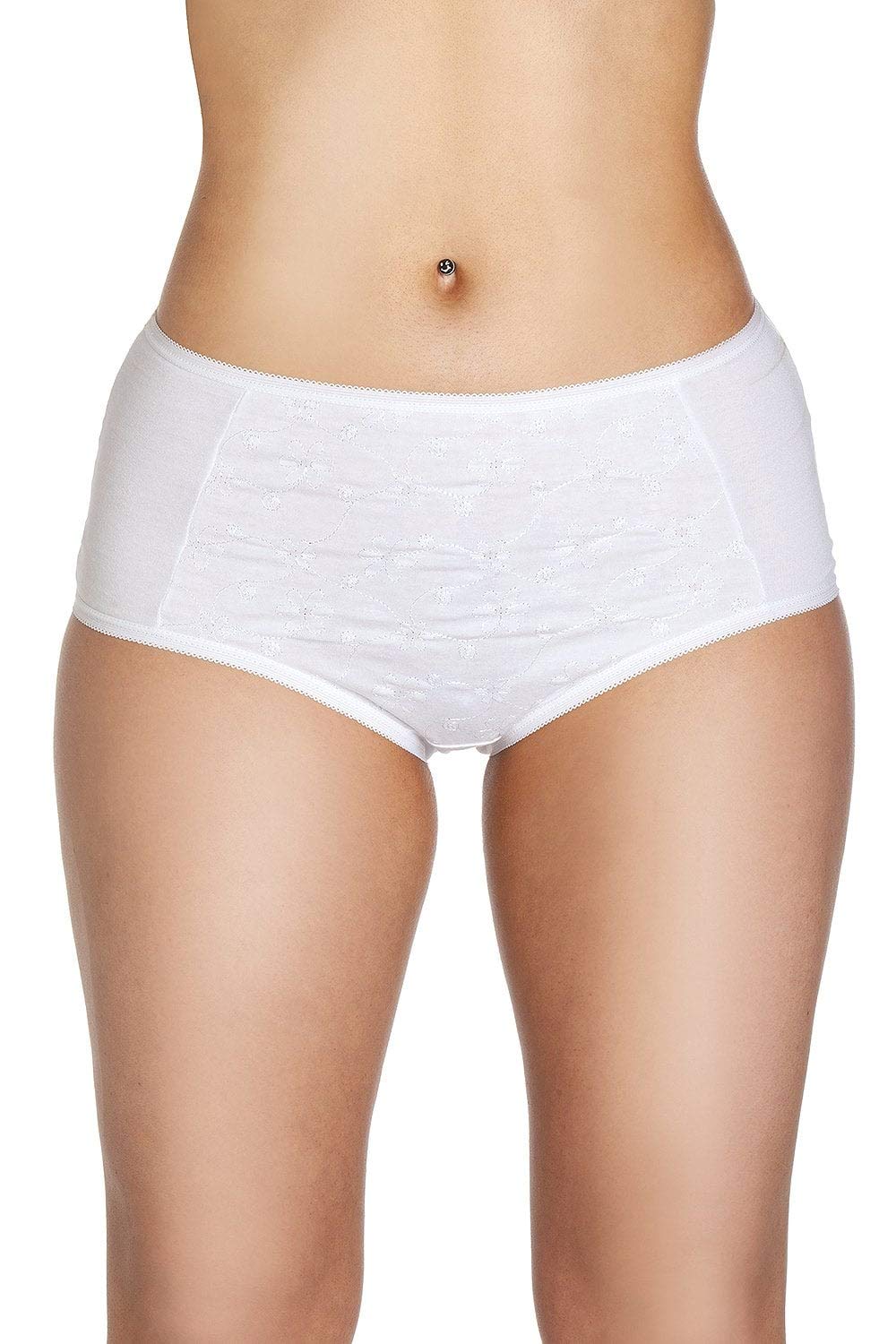 Womens 2 pack Floral Embroidered Full Briefs