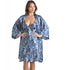 Luxury Kimono Style Blue Floral Satin Chemise And Wrap Set