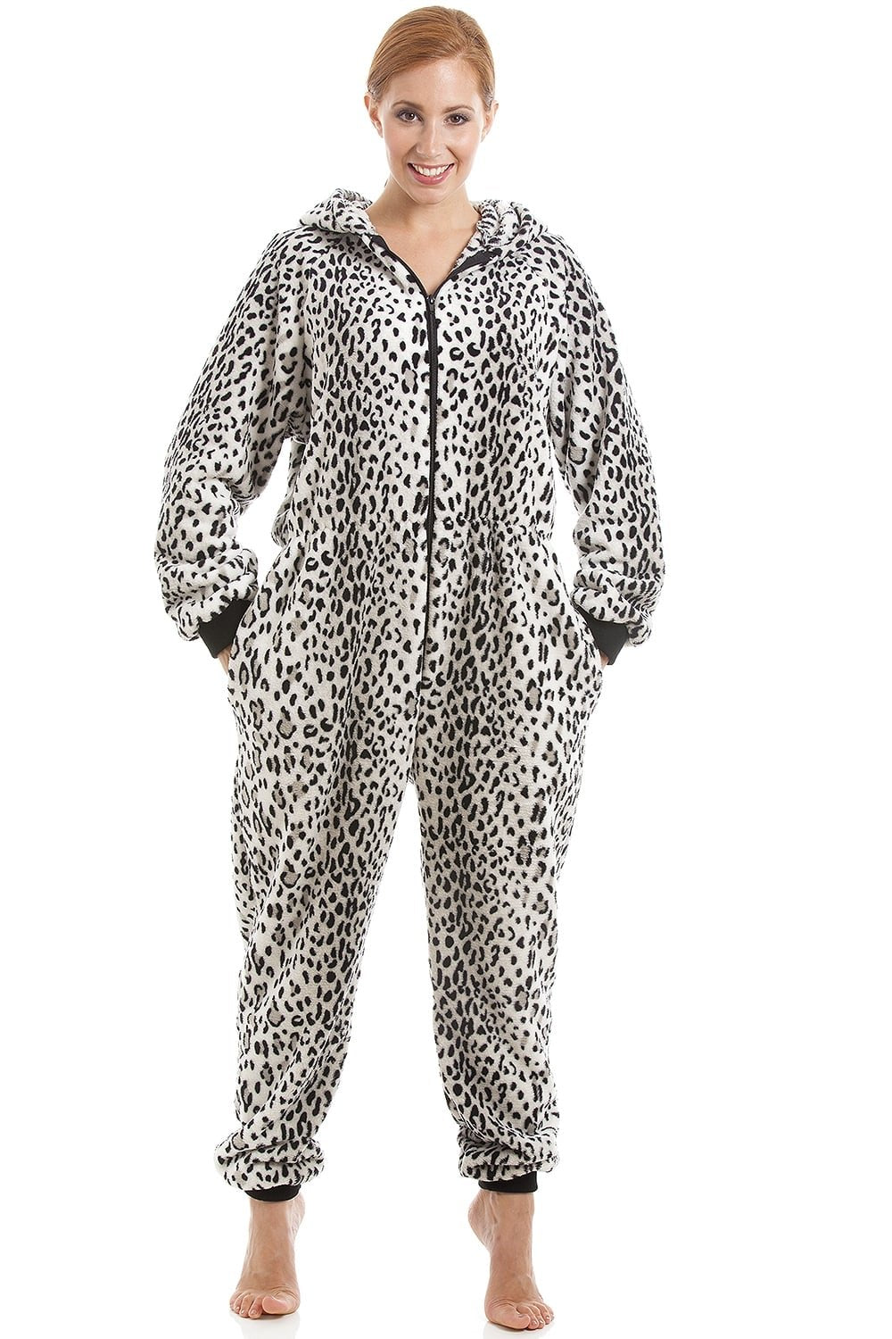 Camille Womens Animal Print Soft Fleece Onesies