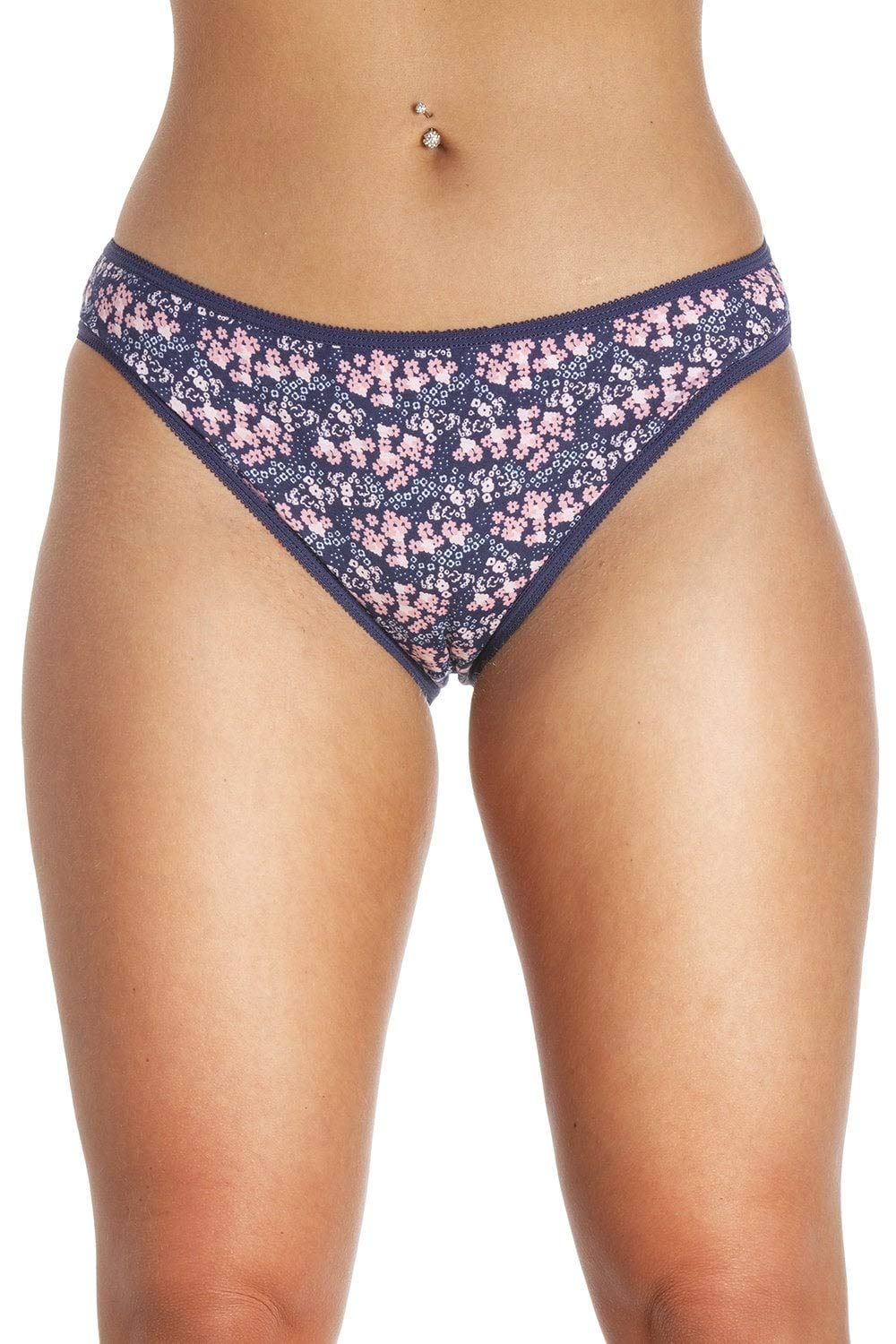  Camille Women's 4 Pack Mixed Hi Leg Briefs in Cotton: Floral & Stripes