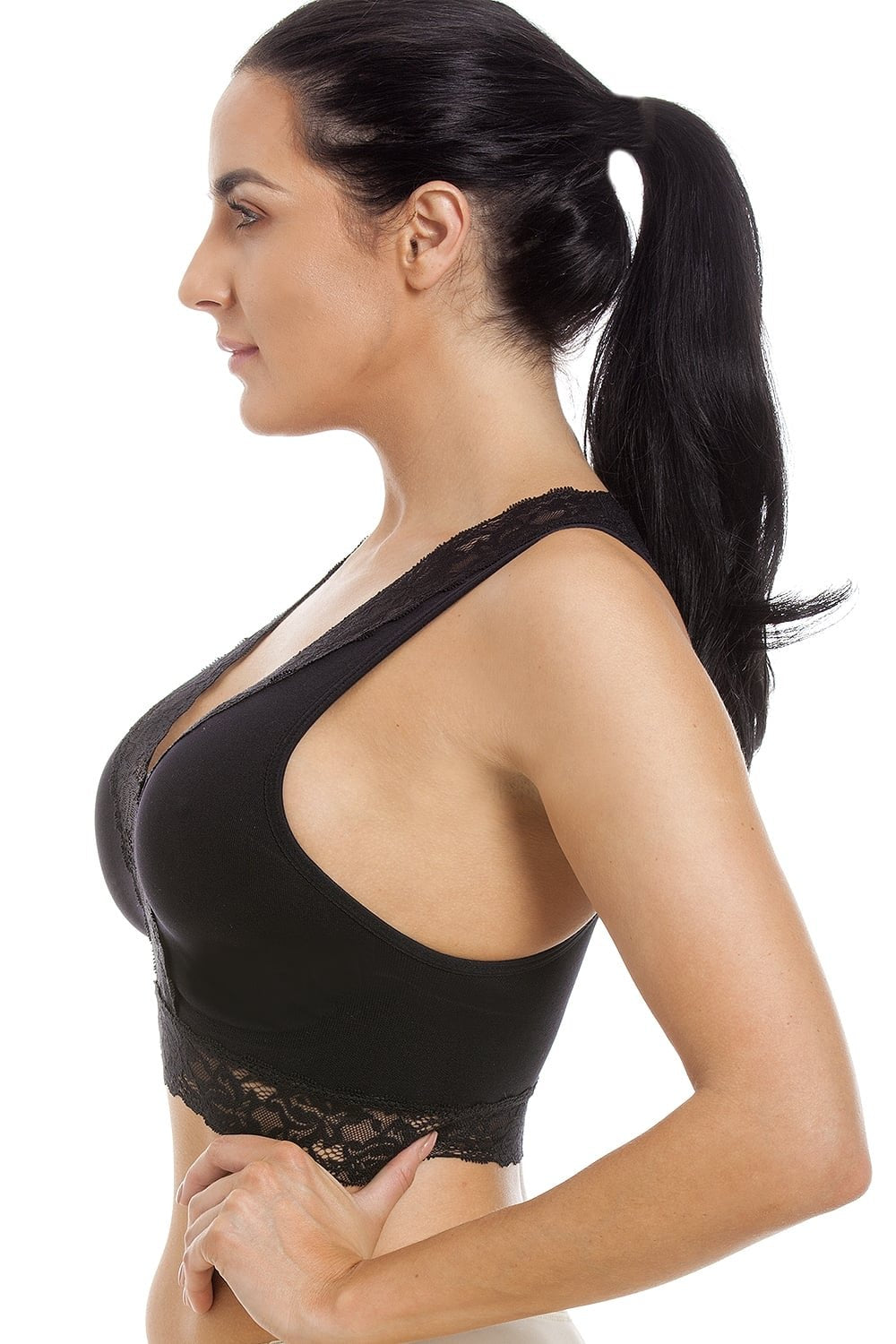 Black Seamfree Maternity Lace Sleeping Bra