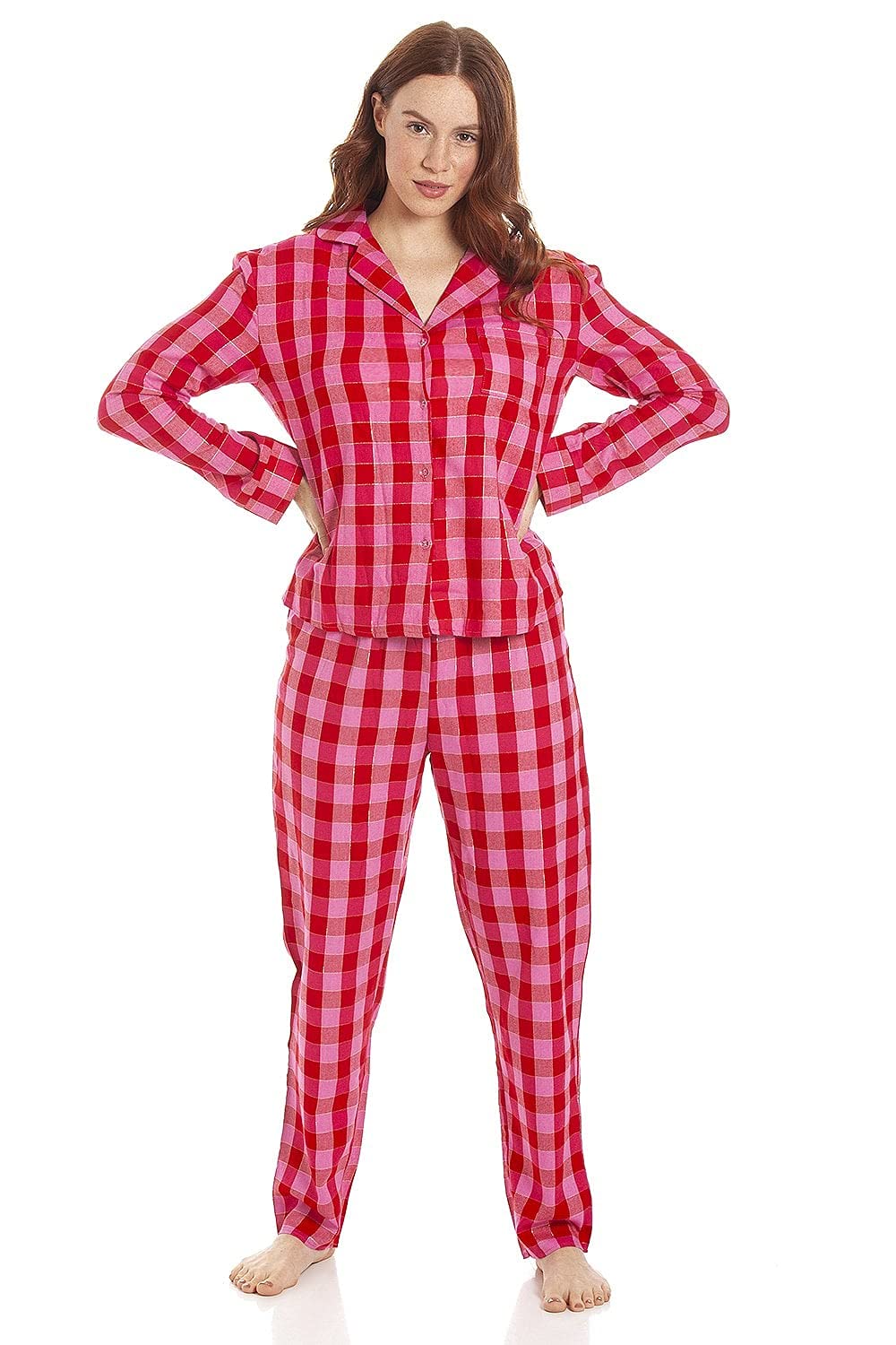 Womens Various Check Print Flannel Pyjama Sets