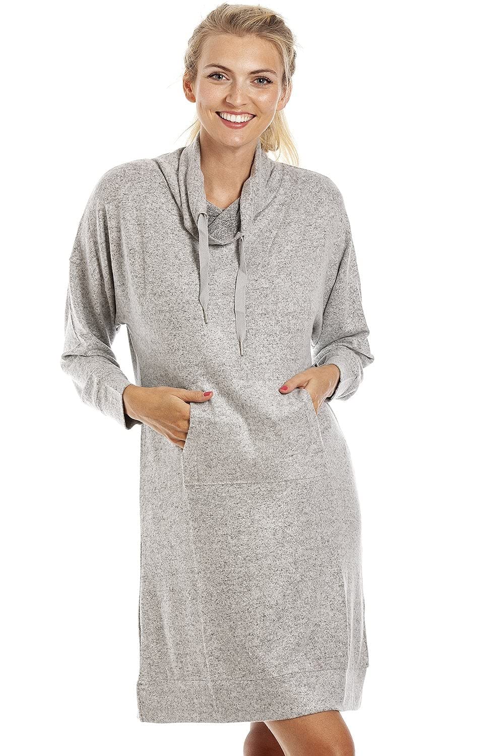 Long Sleeve Cowl Neck Lightweight Knitted Hacci Nightdress