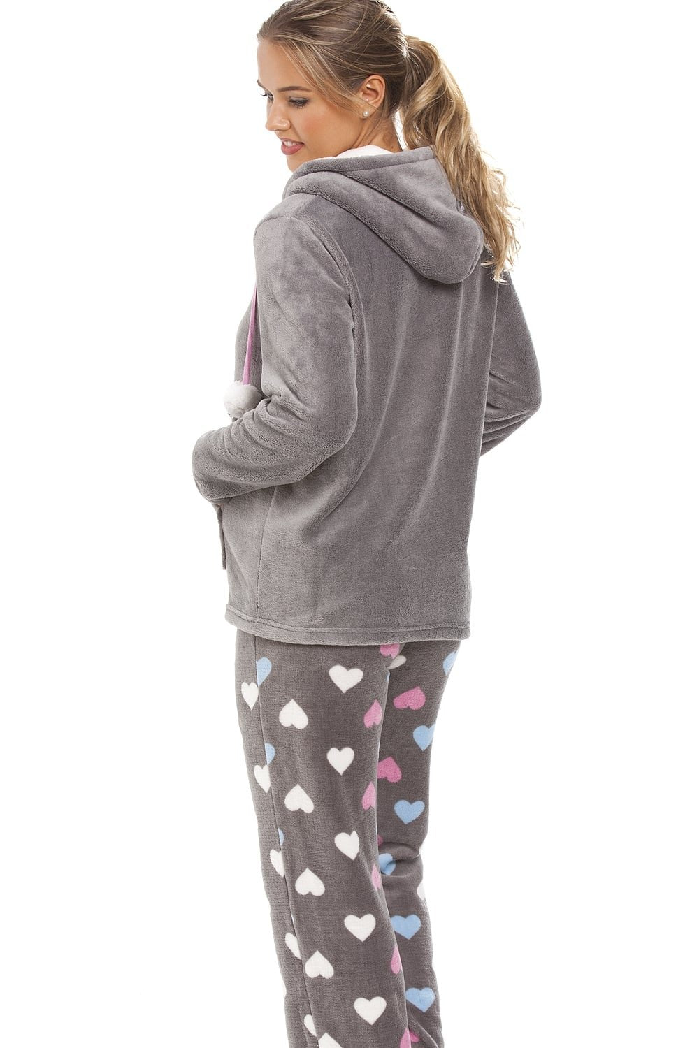 Multi Coloured Heart Print Supersoft Grey Pyjama Set