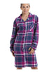 Navy Checkered Long Sleeve Button Front Nightshirt