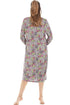 Womens Floral Print Spandex Knee Length Long Sleeve Nightdresses