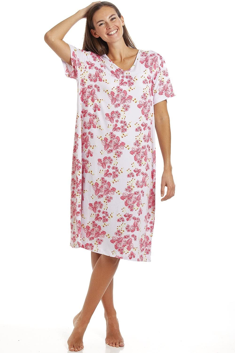 Womens Short Sleeve Knee Length Nightdress