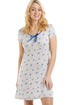 Grey Short Length Blue Floral Print Nightdress
