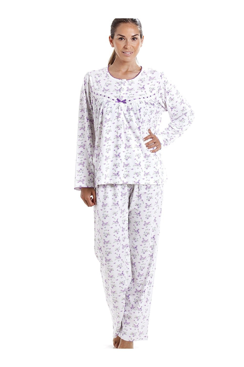 Classic Cotton Jersey Lilac Floral Print Pyjama Set