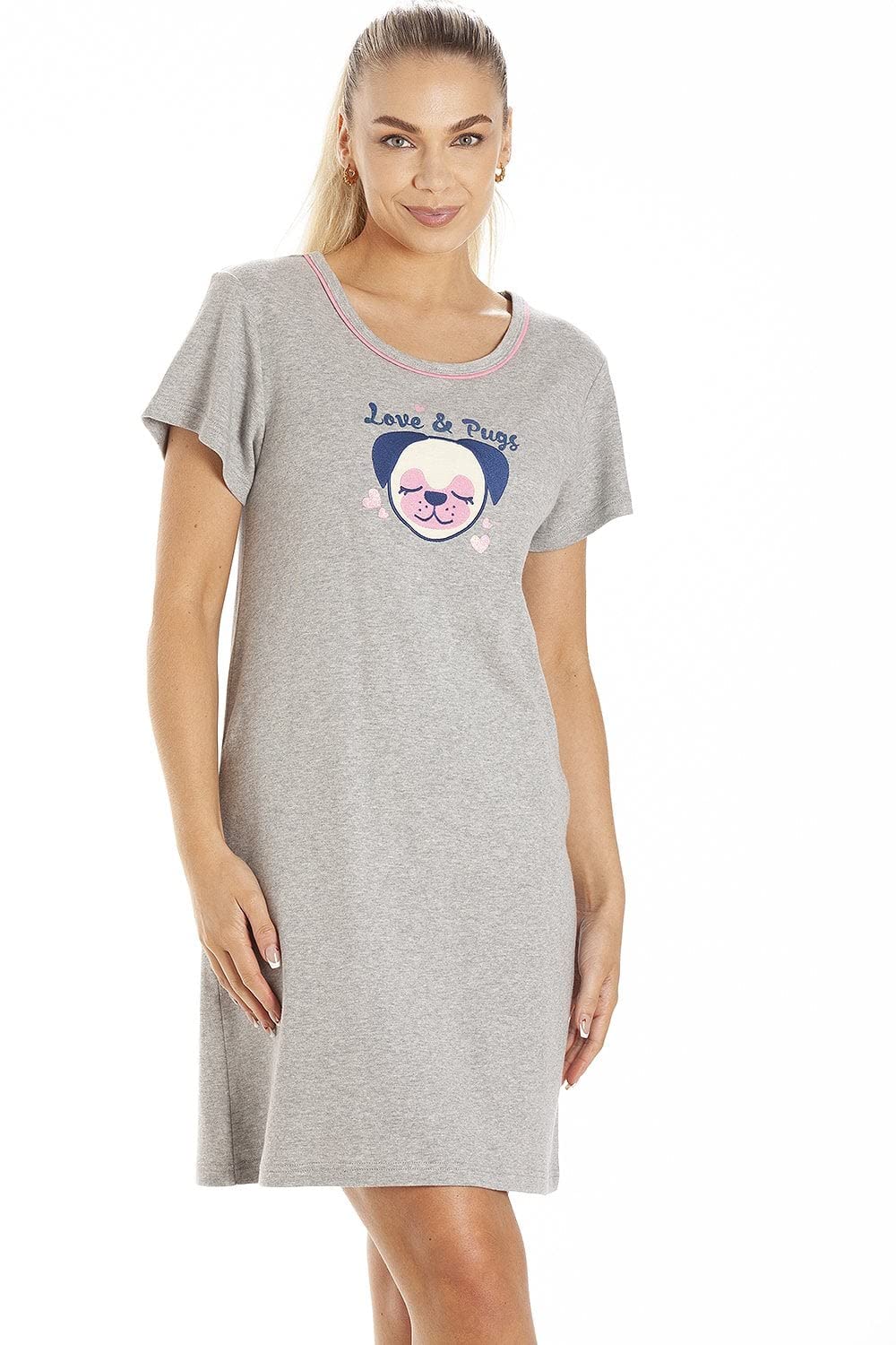 Womens Short Sleeve Pug & Cat Nightdresses