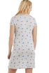 Grey Short Length Blue Floral Print Nightdress