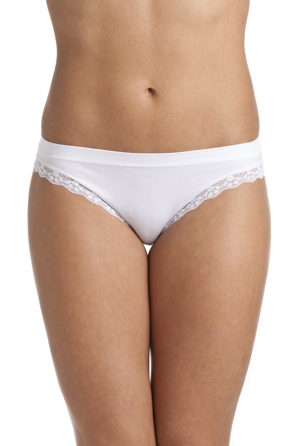 Camille Women's Midi Briefs in White Seam Free Comfort Knickers 2 Pack Set