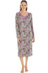 Womens Floral Print Spandex Knee Length Long Sleeve Nightdresses