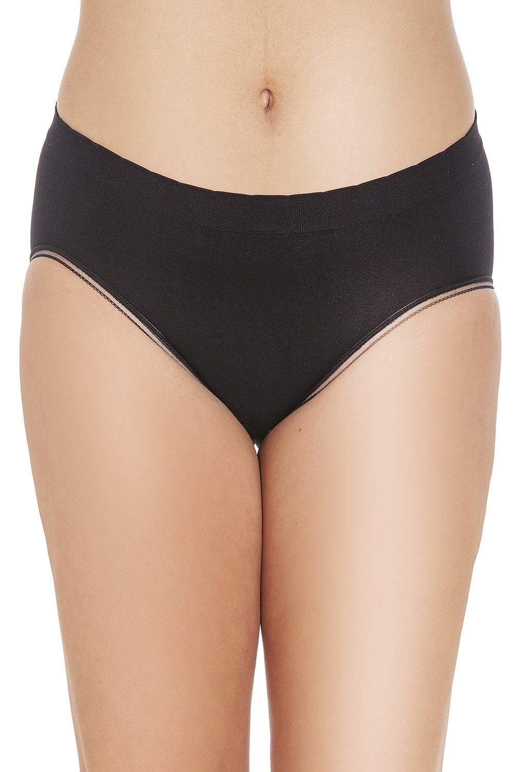 Camille Women's High Leg Briefs in Black Seamless Ladies Knickers 3 Pack