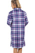 Purple & Navy Checkered Fleece Button Front Nightshirt
