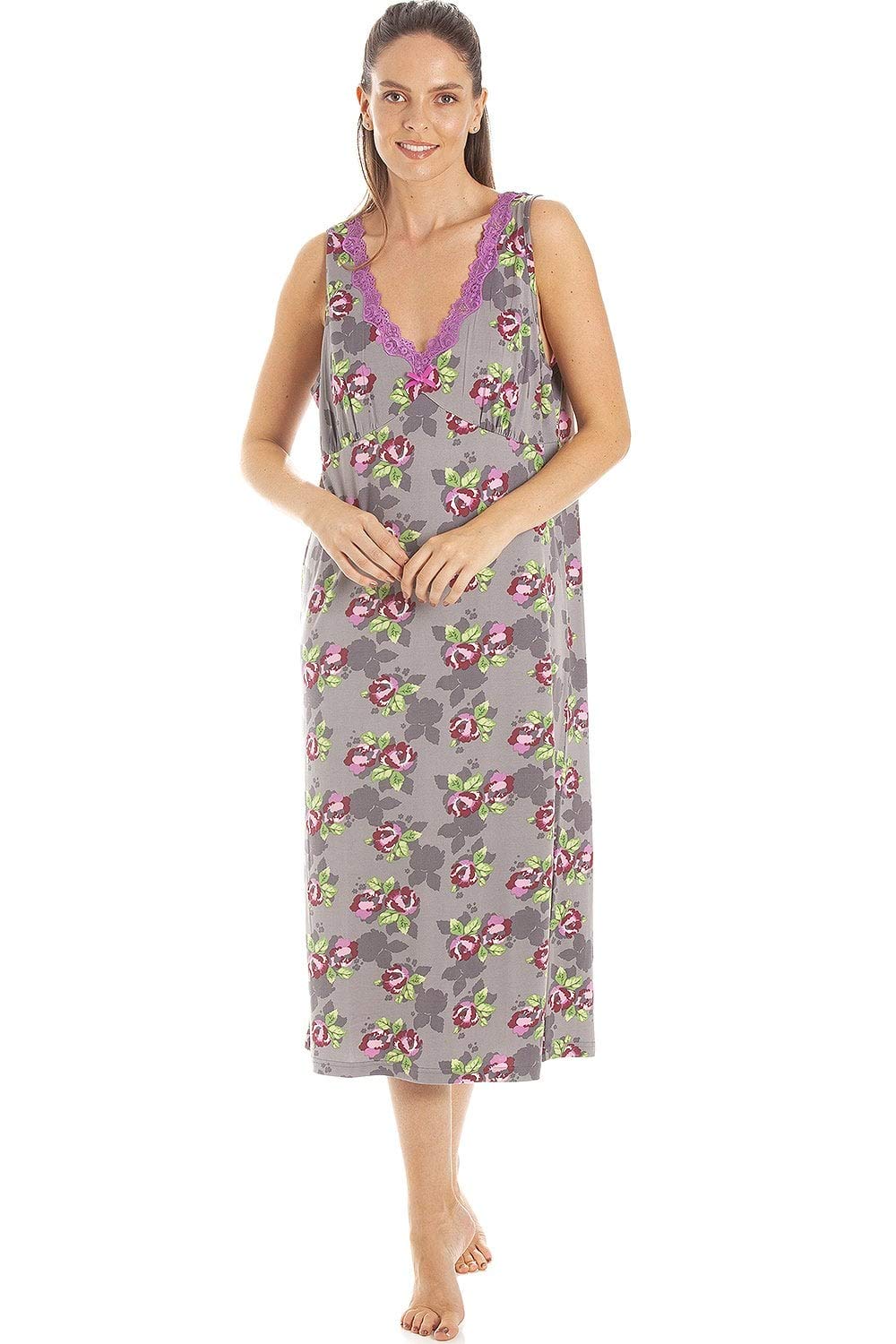 Womens Floral Print Spandex Knee Length Chemises