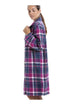 Navy Checkered Long Sleeve Button Front Nightshirt