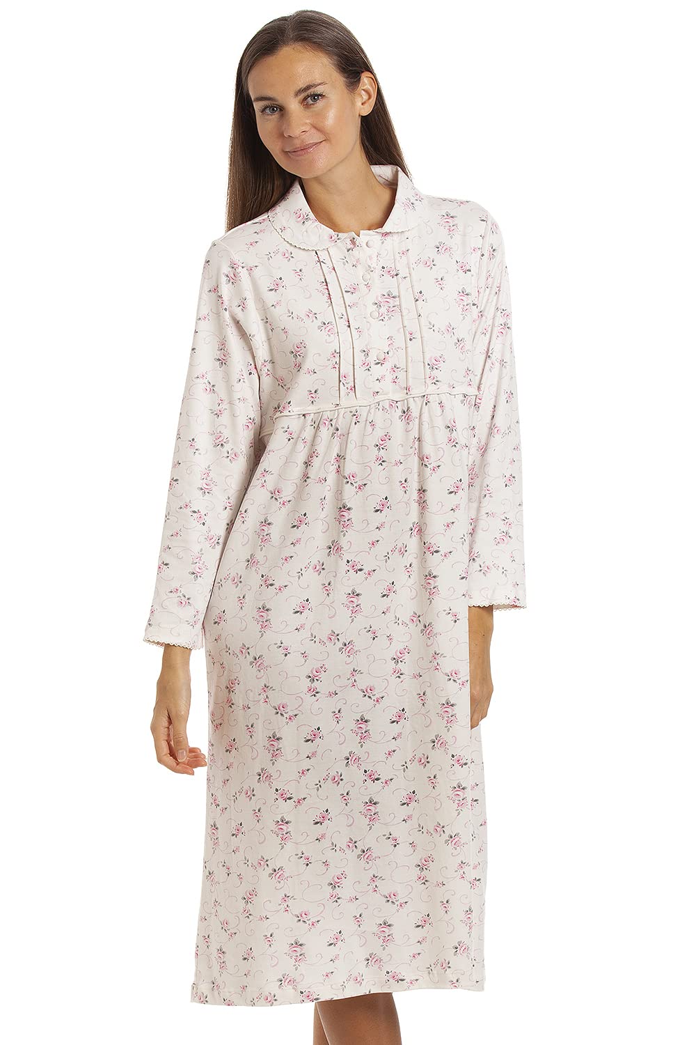 Womens Heavyweight Long Sleeve 100% Cotton Jersey Nightdress