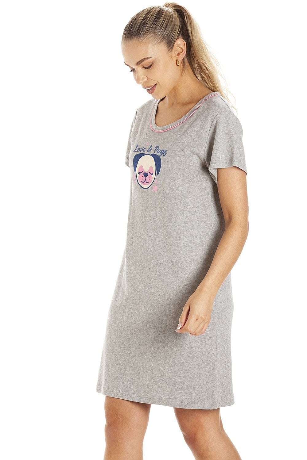 Womens Short Sleeve Pug & Cat Nightdresses