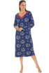 Womens Floral Print Spandex Knee Length Long Sleeve Nightdresses