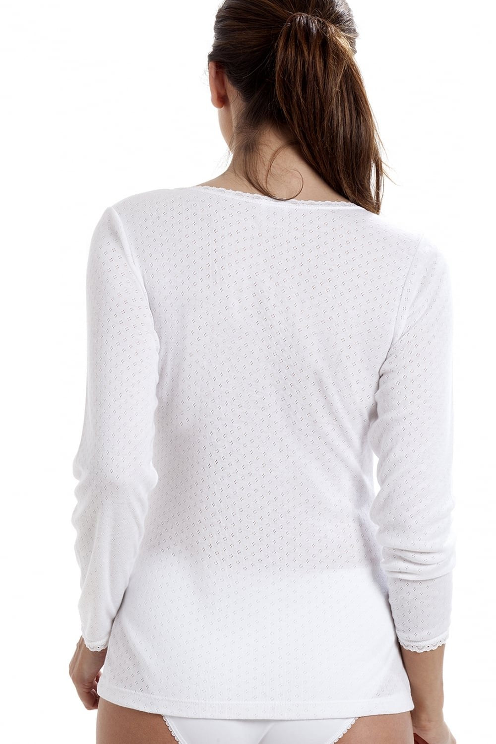 Womens Viloft Blend Lightweight Thermal Long Sleeved Top White