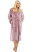 Camille Women's Full Length Bathrobe in Purple Deep Pile Dressing Gown