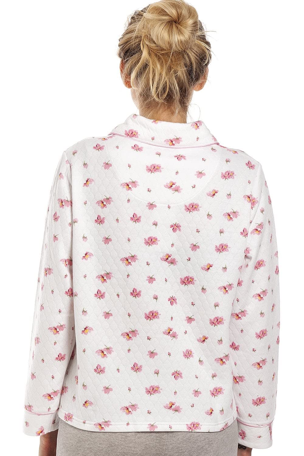 Womens Floral Print Mock Quilt Bed Jacket