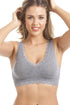 Camille Women's Non-Wire Bra in Grey Lace Trim Comfort Padded Lingerie