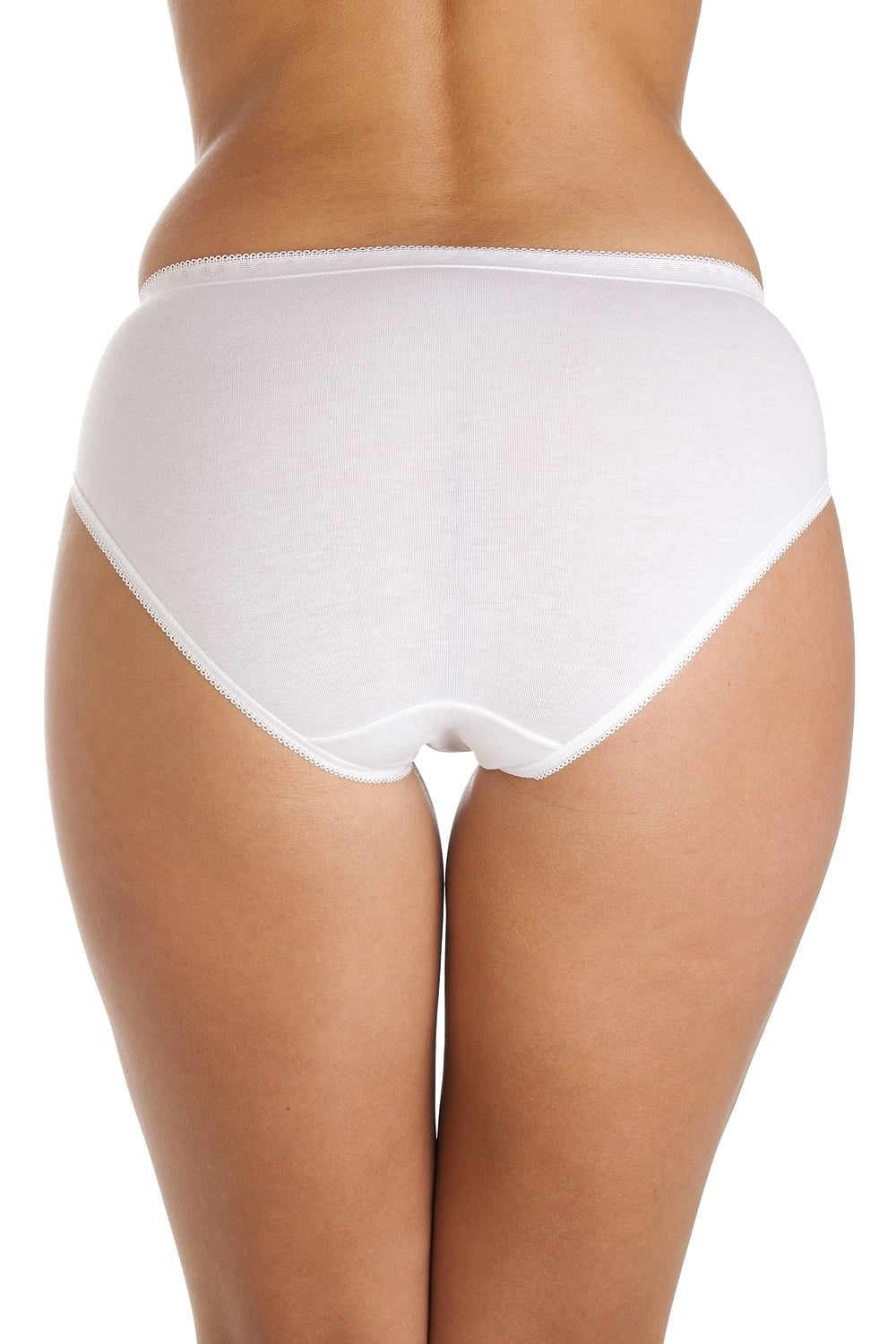 Three Pack Cotton Rich High Leg Briefs In White