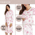 Camille Women's Lounge Dress in White Fleece Pink Heart Print Nightwear