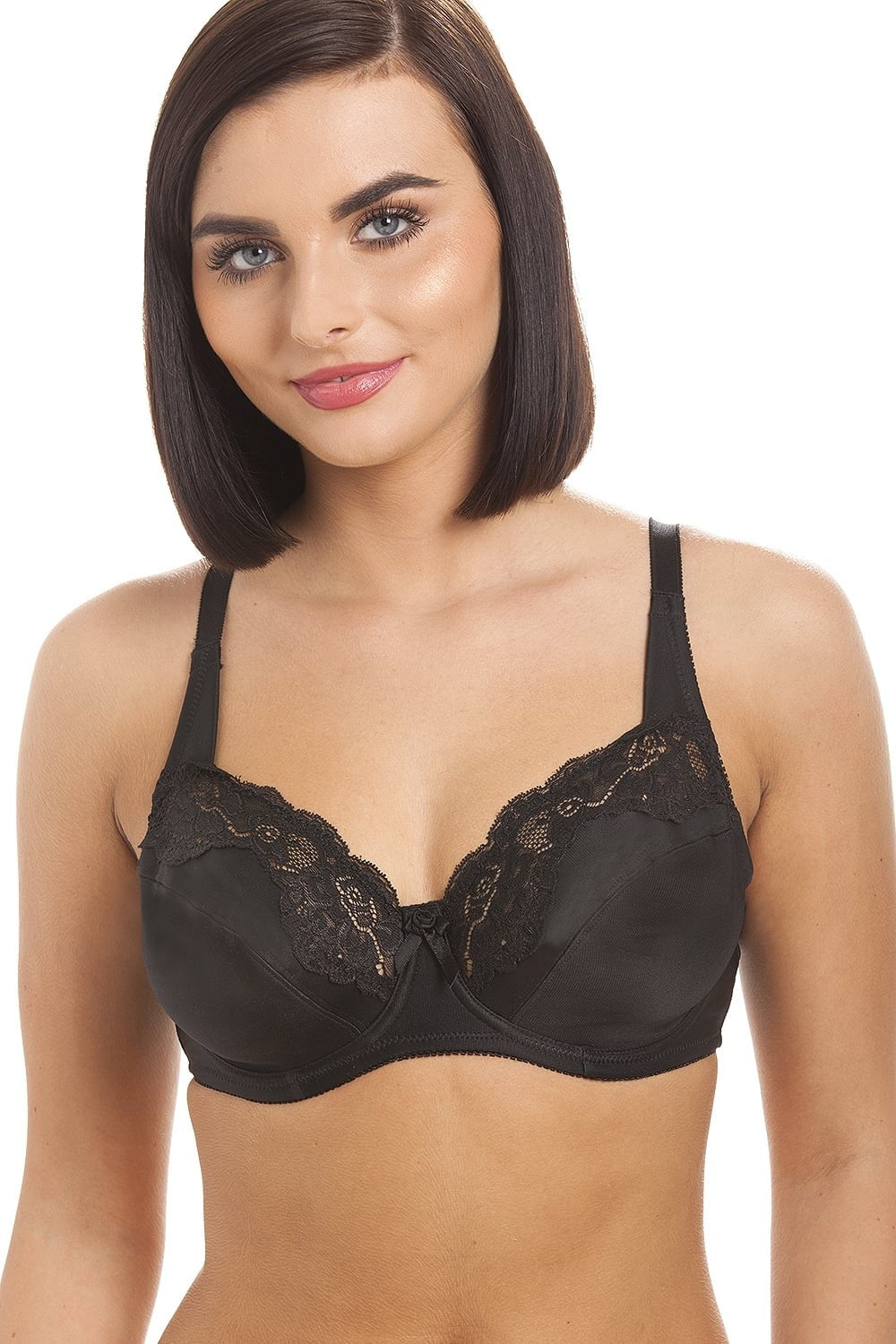 Womens Black Non Padded Underwired Lace Bra